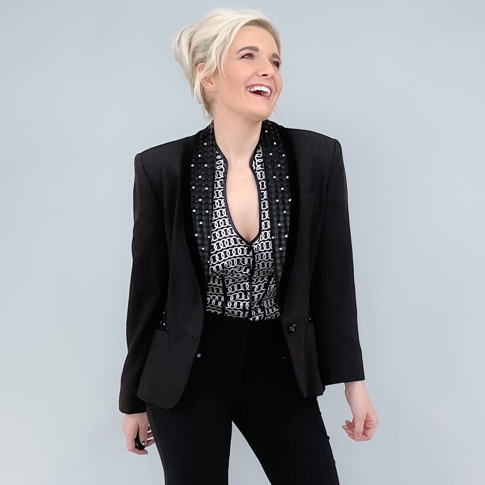 Black Velvet and Rhinestone Blazer - Picture 10 of 16